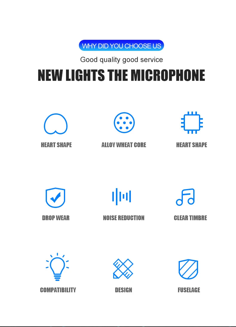 Microfone RGB com Fio