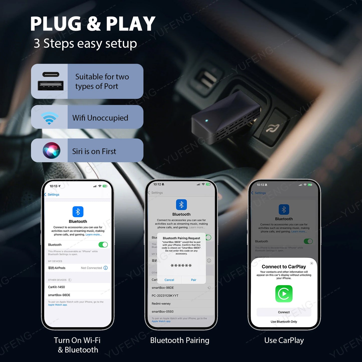 Adaptador CarPlay sem fio