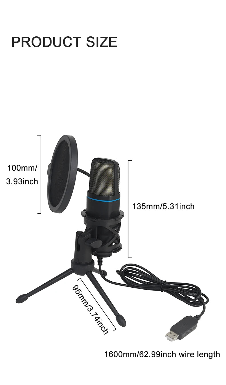 Microfone RGB com Fio